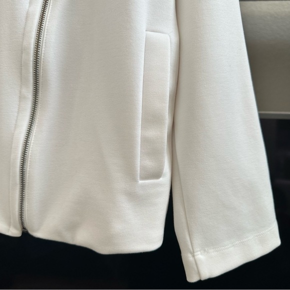 Eileen Fisher Roundneck Zip Jacket White Size Medium Petite - Picture 7 of 13